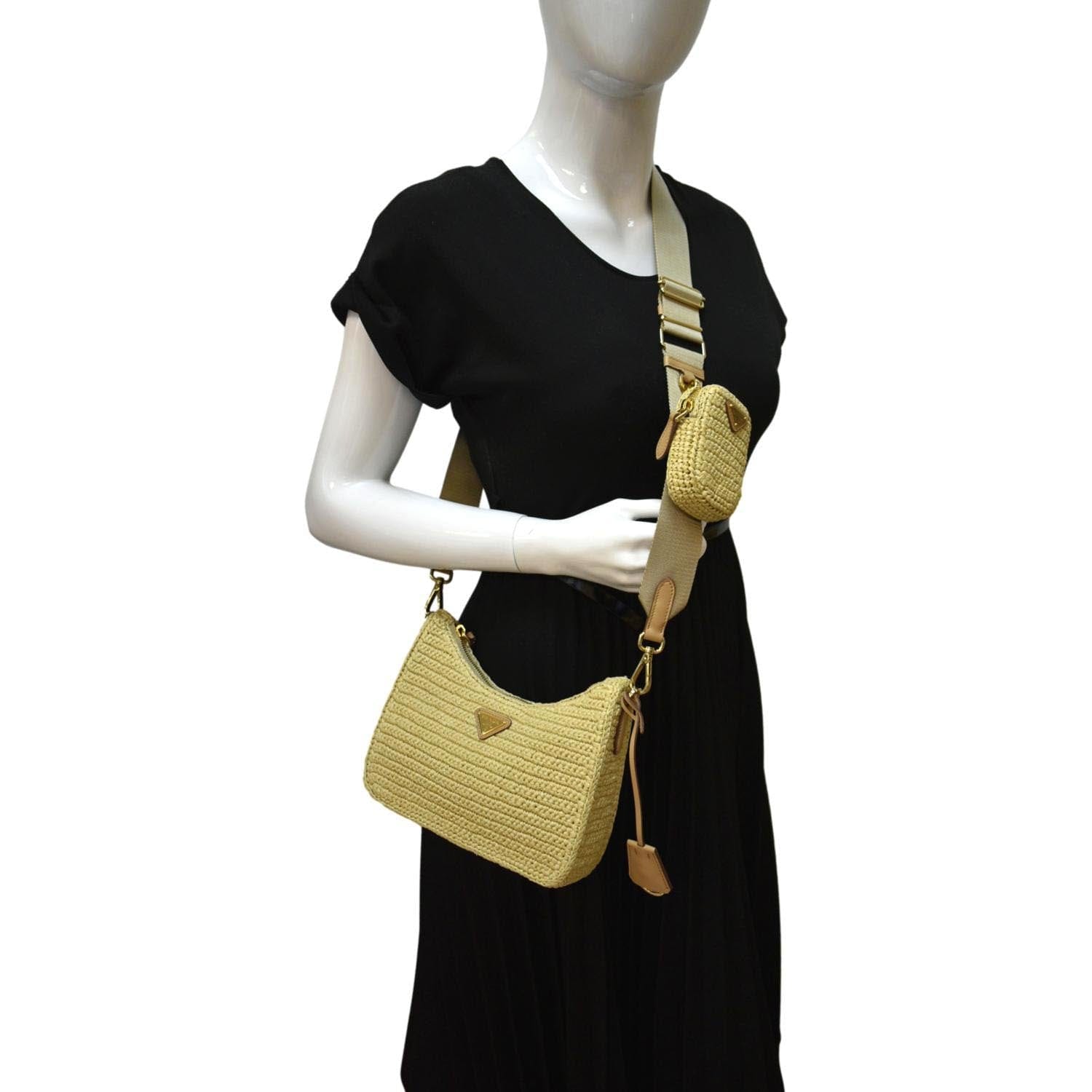 Prada Re Edition Shoulder Bag Raffia Beige
