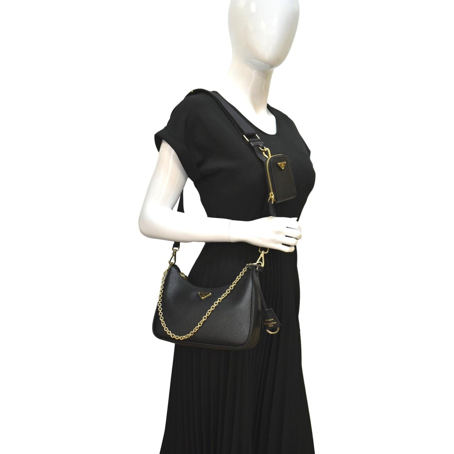 Prada Re Edition Shoulder Bag Leather Saffiano Black