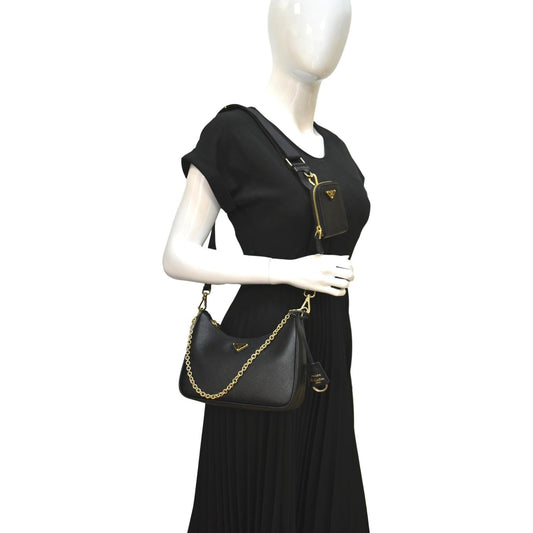 Prada Re Edition Shoulder Bag Leather Saffiano Black