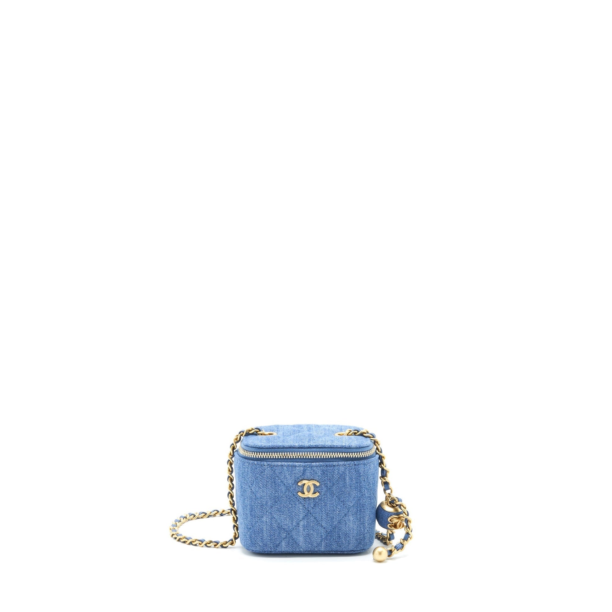 Chanel 22C Pearl Crush Vanity Denim GHW Blue Mini Bag