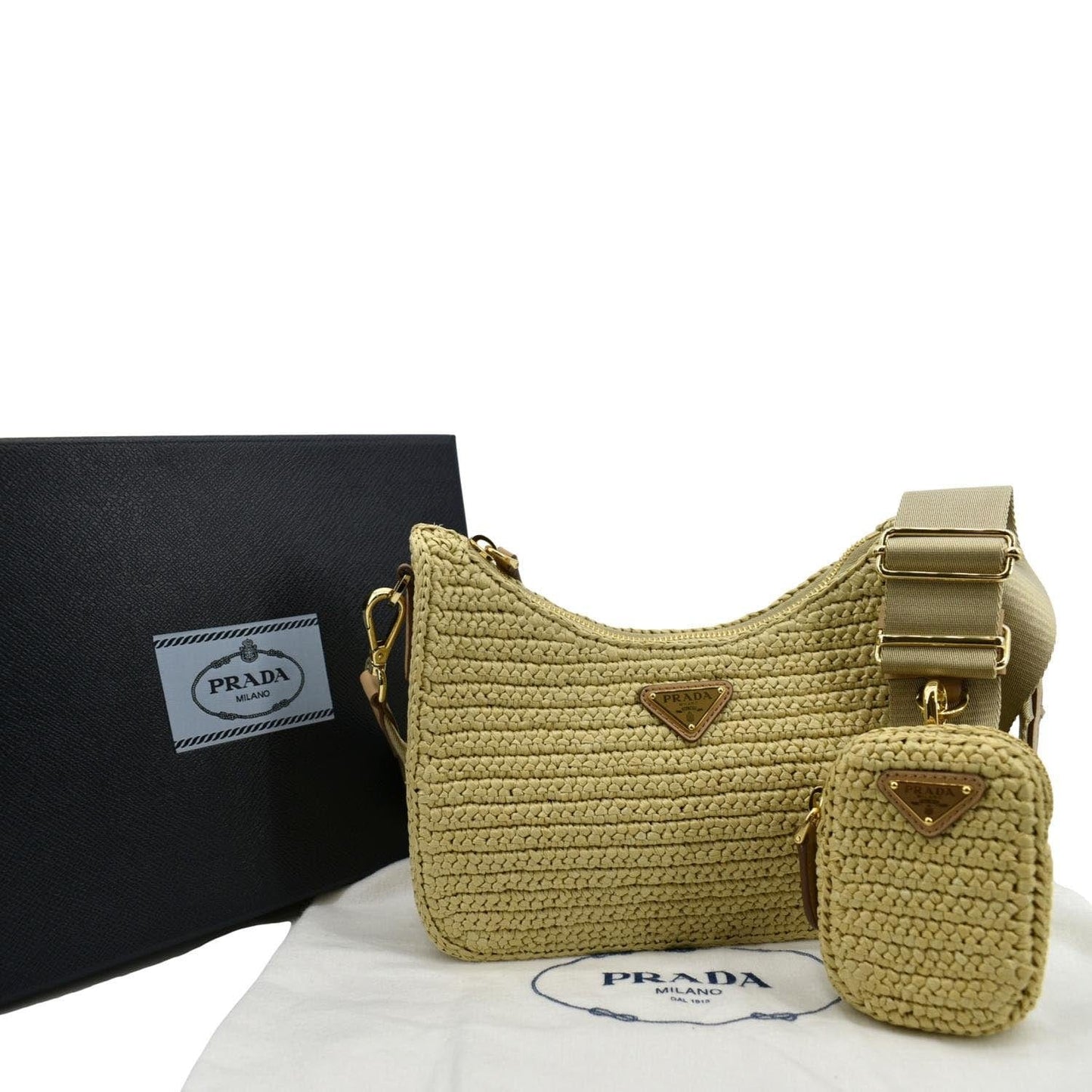 Prada Re Edition Shoulder Bag Raffia Beige