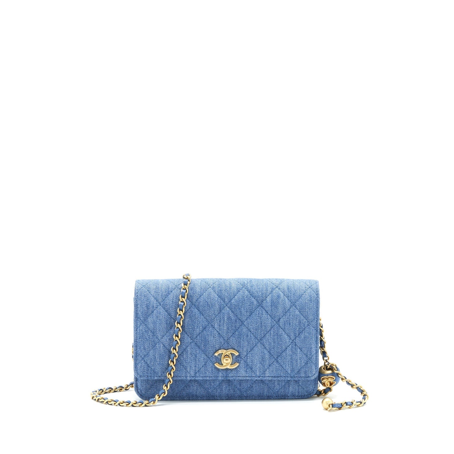 Chanel 22C Pearl Crush On Denim GHW Wallet Case Denim Ghw