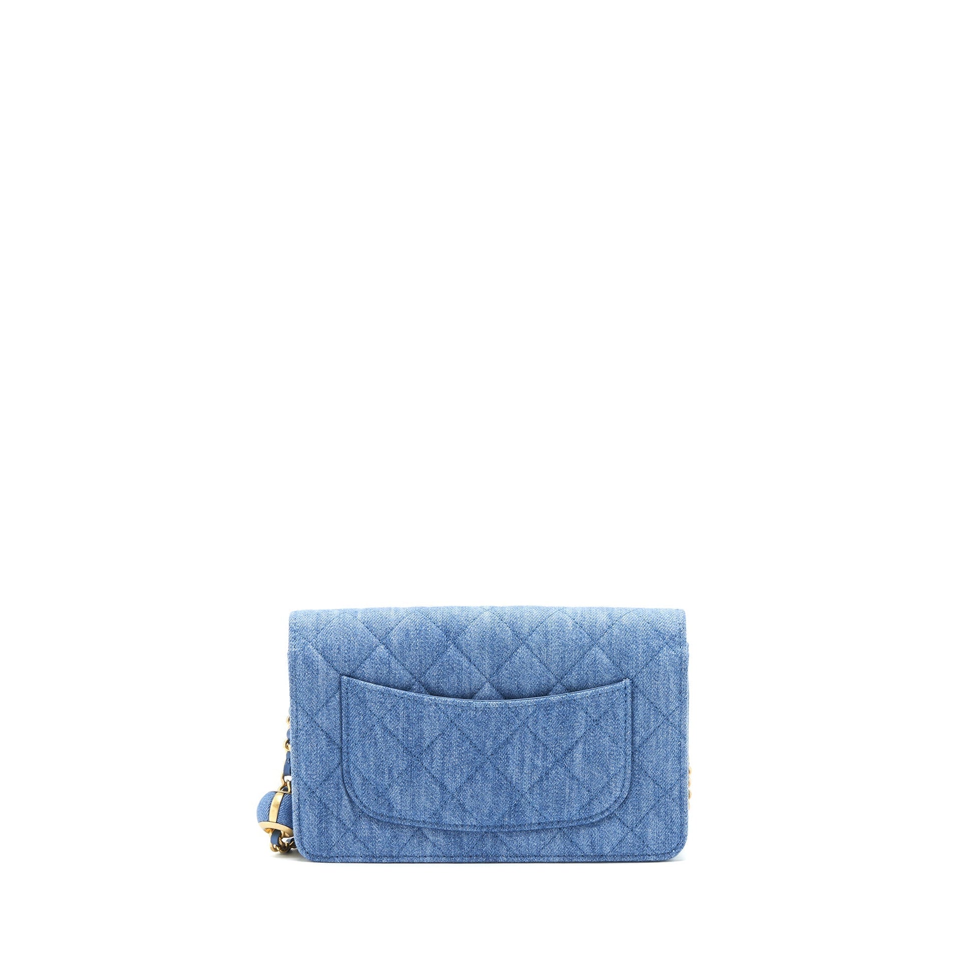 Chanel 22C Pearl Crush On Denim GHW Wallet Case Denim Ghw