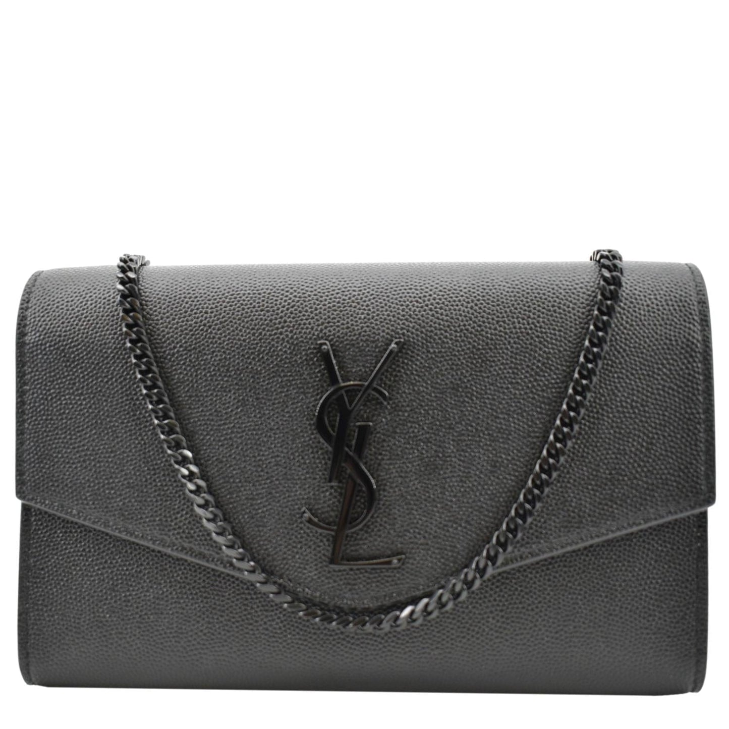 YSL Saint Laurent Saint Flap Grain De Poudre Crossbody Bag Leather Black
