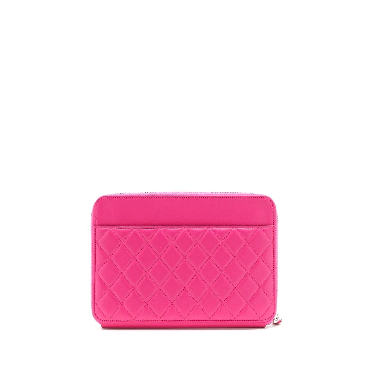 Chanel Quilted Zipper Lambskin SHW Pink Clutch Bag
