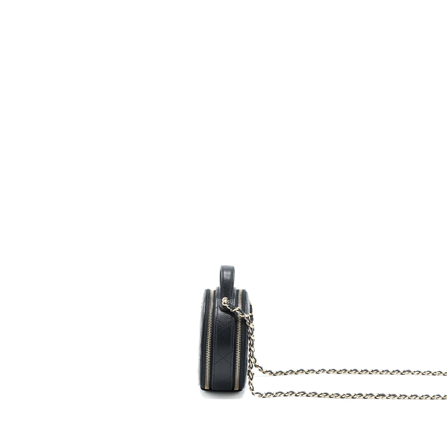 Chanel Round Purse Vanity Caviar LGHW Black Mini Bag