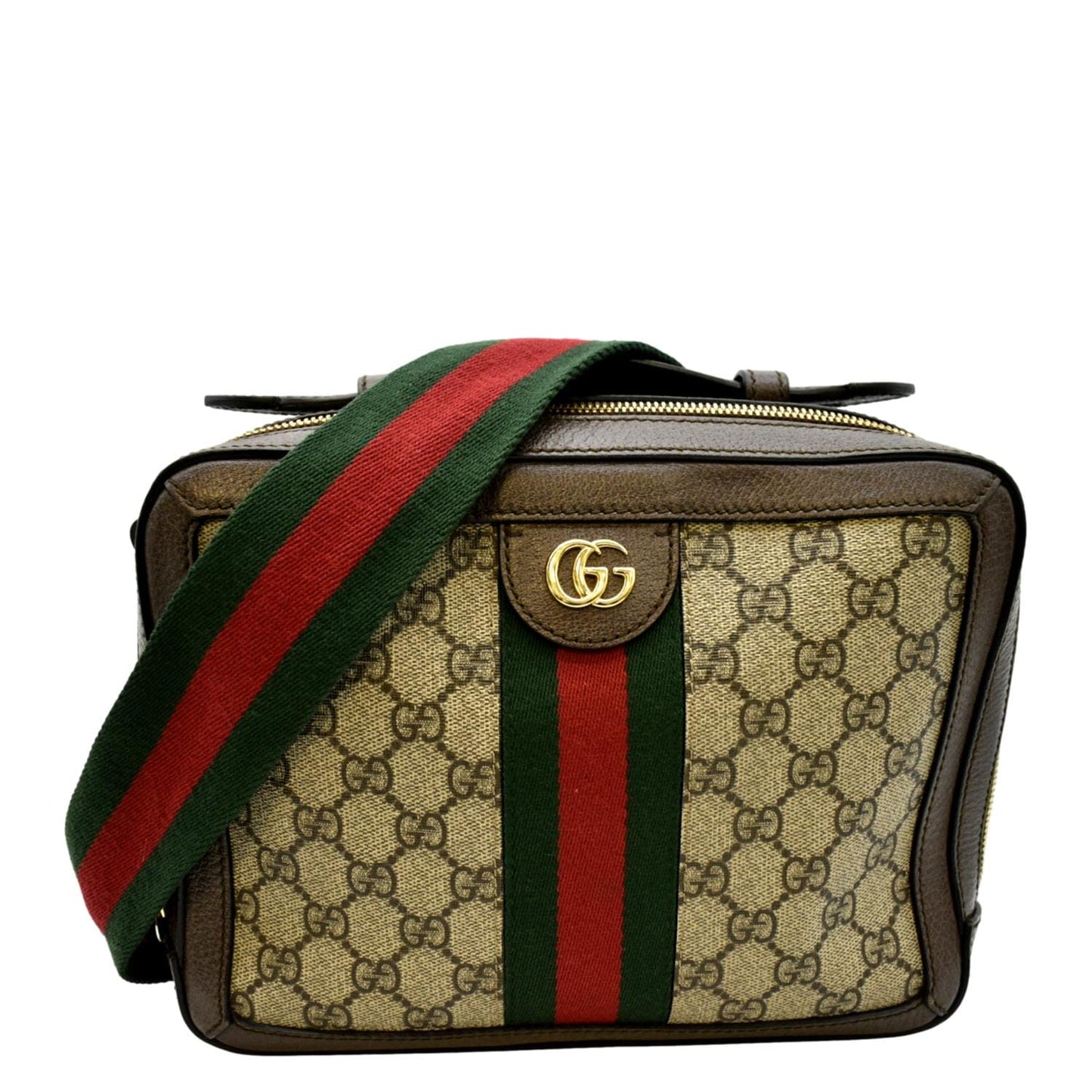 Gucci Ophidia Web Supreme Shoulder Bag Canvas Beige