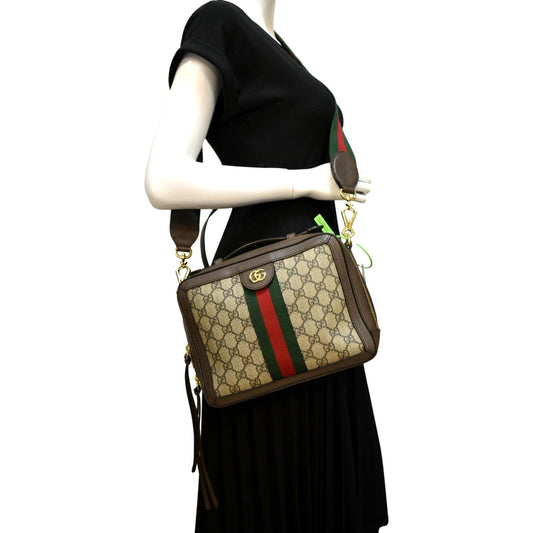 Gucci Ophidia Web Supreme Shoulder Bag Canvas Beige