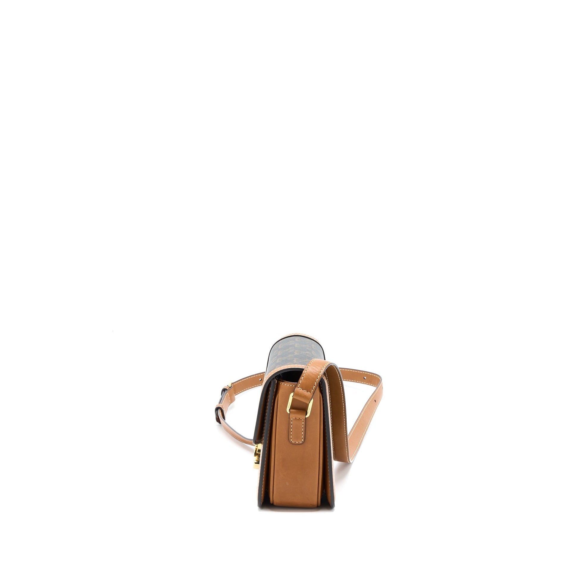 Celine Teen Triomphe Purse In Triomphe Nature Calfskin Canvas Travel Bag