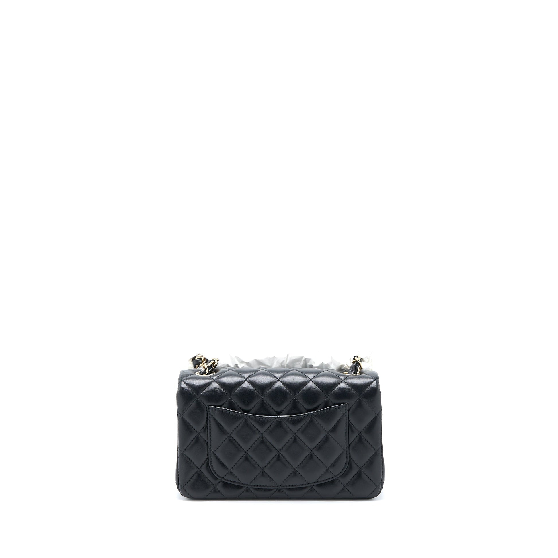 Chanel Rectangular Flap Lambskin LGHW Microchip Black Shoulder Bag Microchip 6