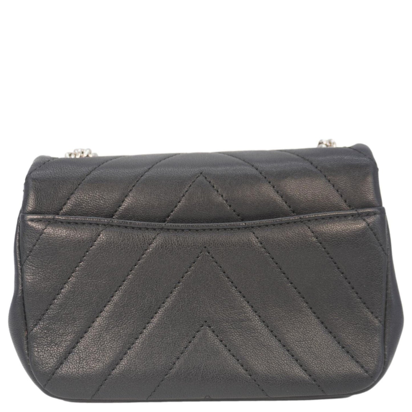 Chanel Flap Quilted Chevron Leather Black Travel Bag