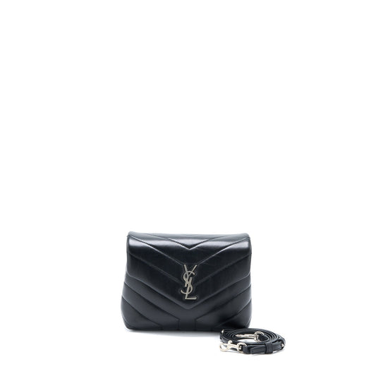 YSL Saint Laurent Loulou Strap Purse Calfskin Black Toy Travel Bag