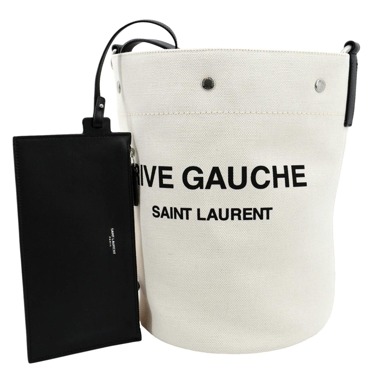 YSL Saint Laurent Saint Rive Gauche Linen Bag White Bucket Bucket Bag
