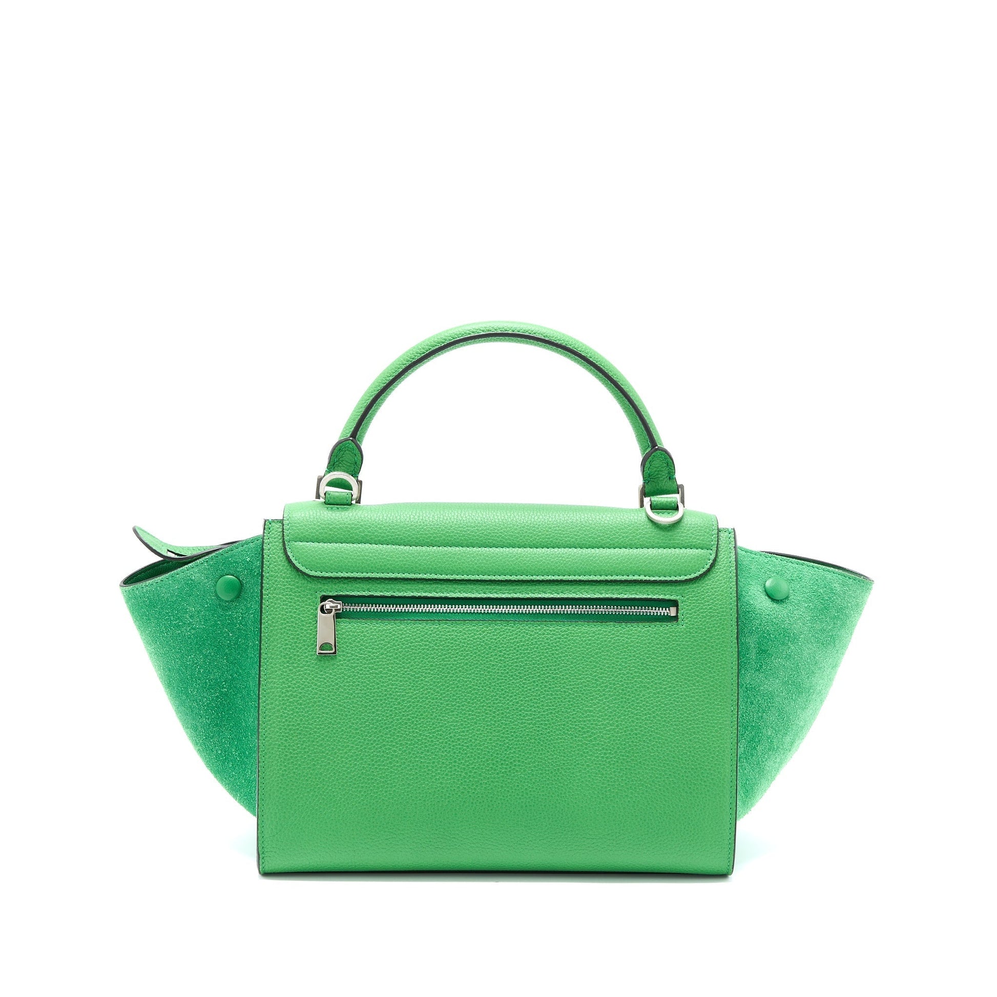 Celine Trapeze Purse Calfskin Handbag Suede Green Travel Bag