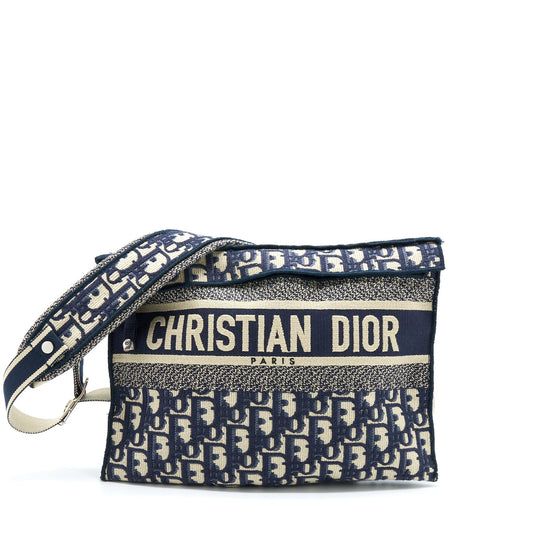 Dior Crossbody Messenger Purse Oblique Handbag Canvas Blue Crossbody Bag