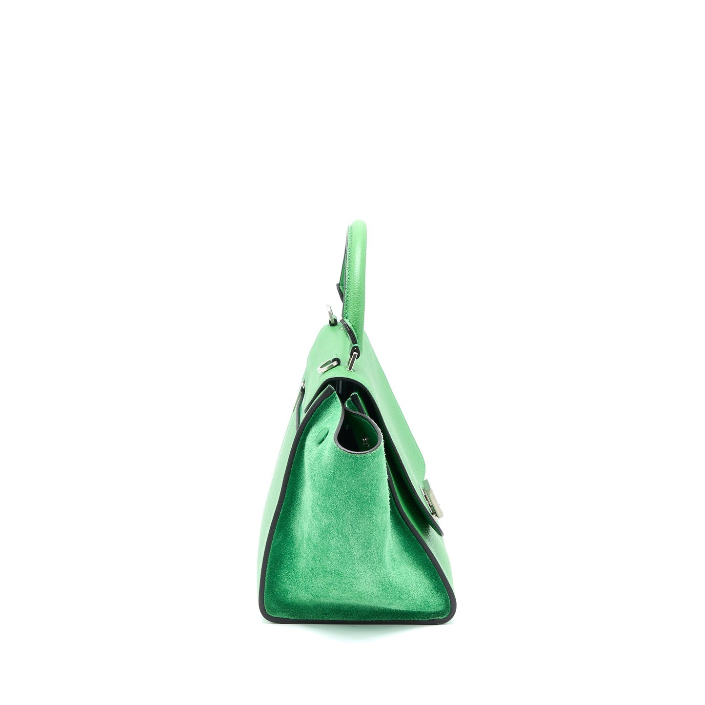 Celine Trapeze Purse Calfskin Handbag Suede Green Travel Bag