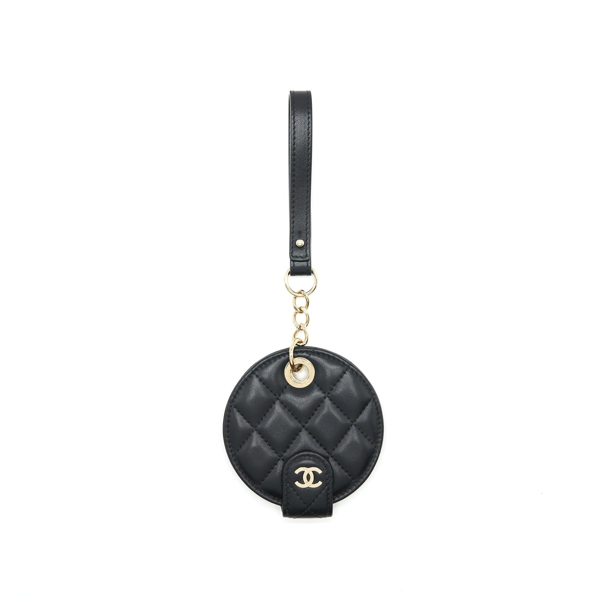 Chanel QUILTED LUGGAGE TAG LAMBSKIN LGHW Black Handbag