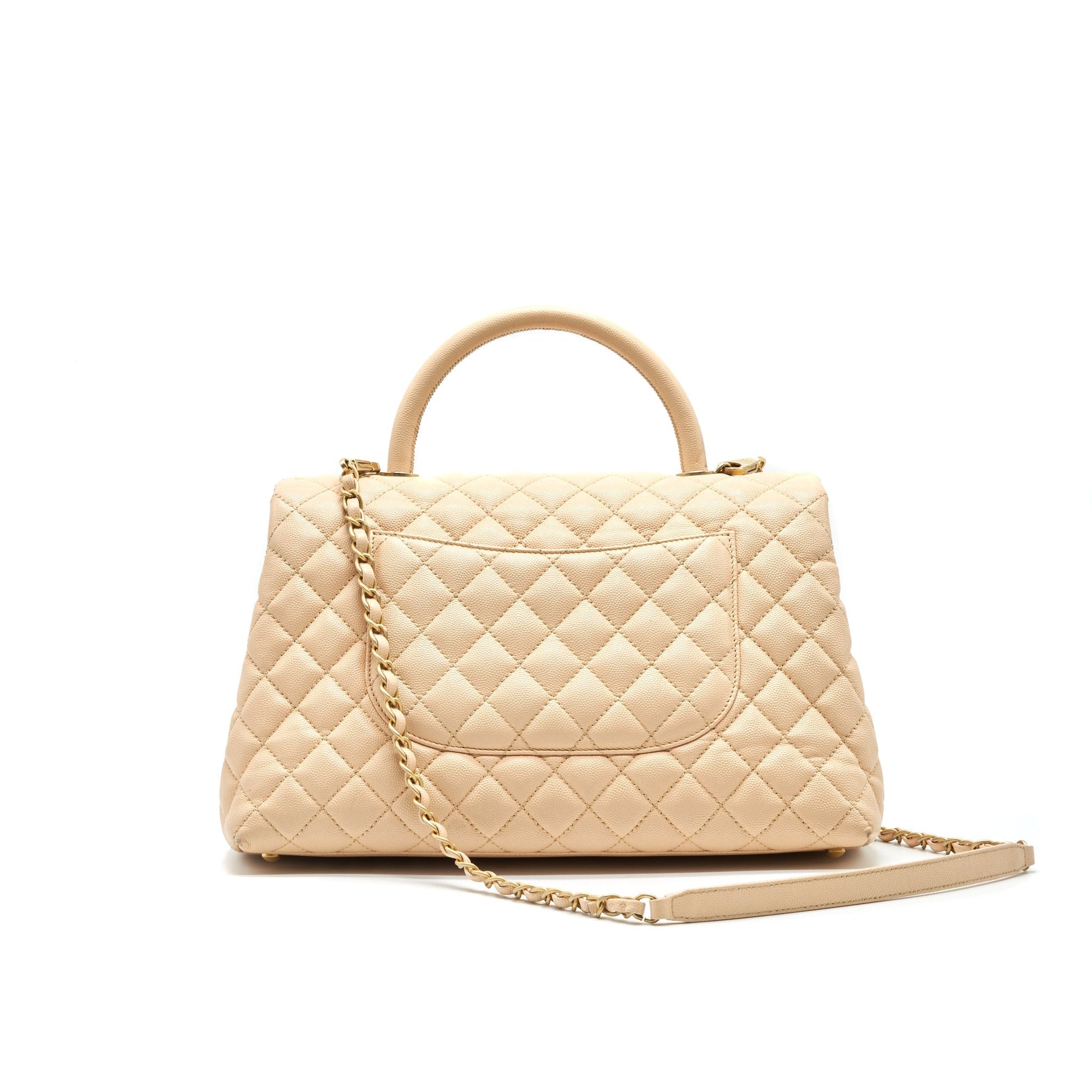 Chanel CAVIER COCO HANDLE FLAP GHW Beige Shoulder Bag