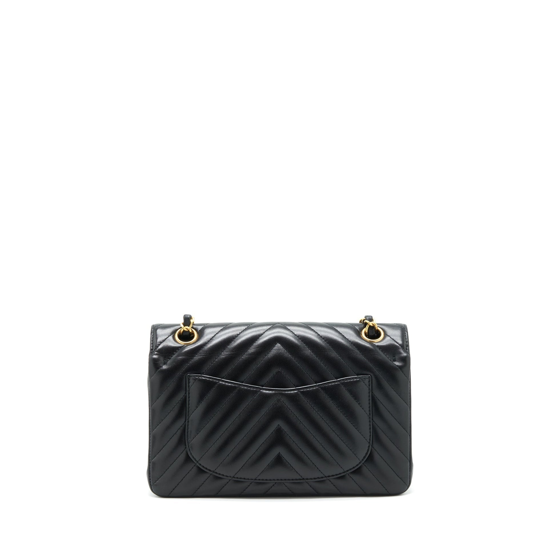 Chanel Classic Double Flap Chevron Lambskin GHW Black Small Shoulder Bag