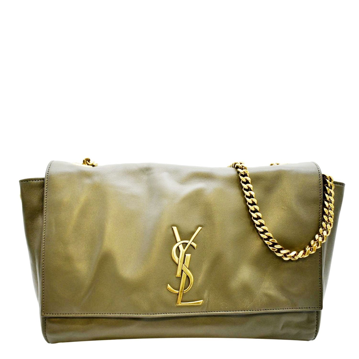 YSL Saint Laurent Yves Kate Reversible Crossbody Bag Leather Green