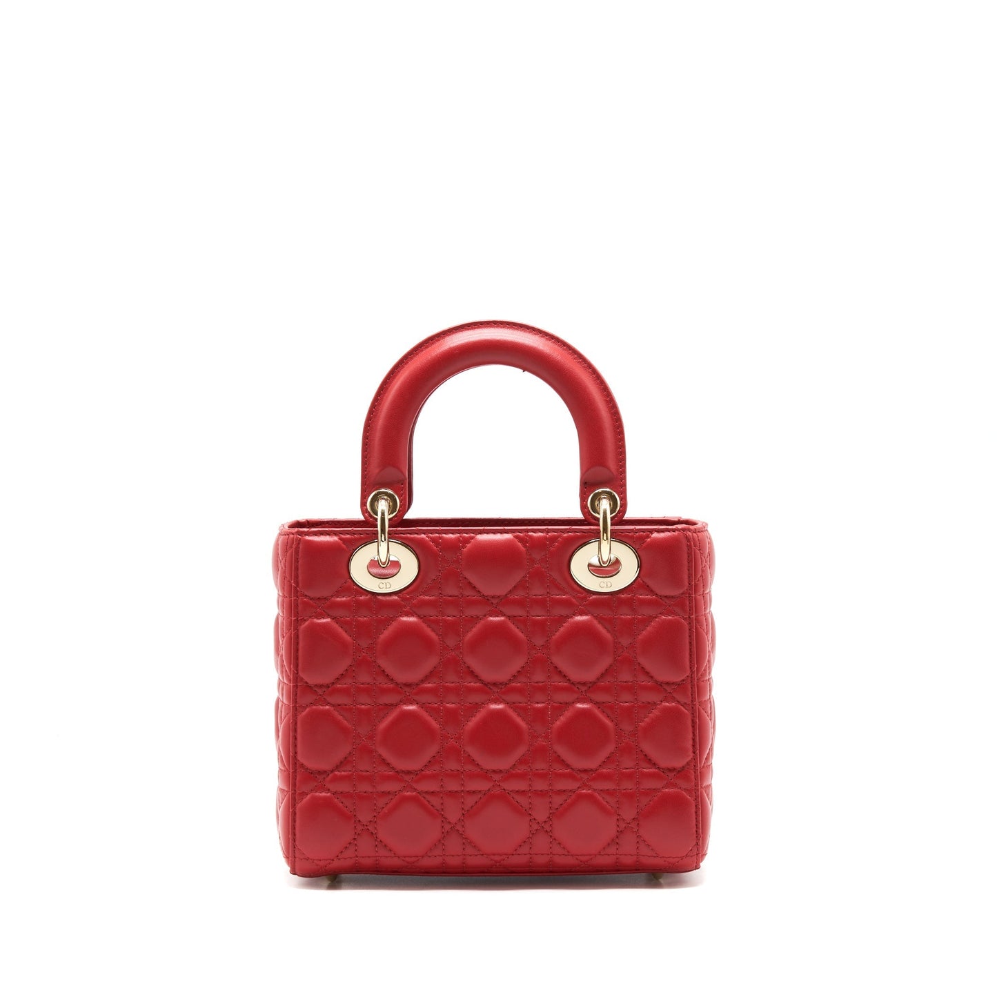 Dior Lady Purse Lambskin Handbag Red Small Travel Bag