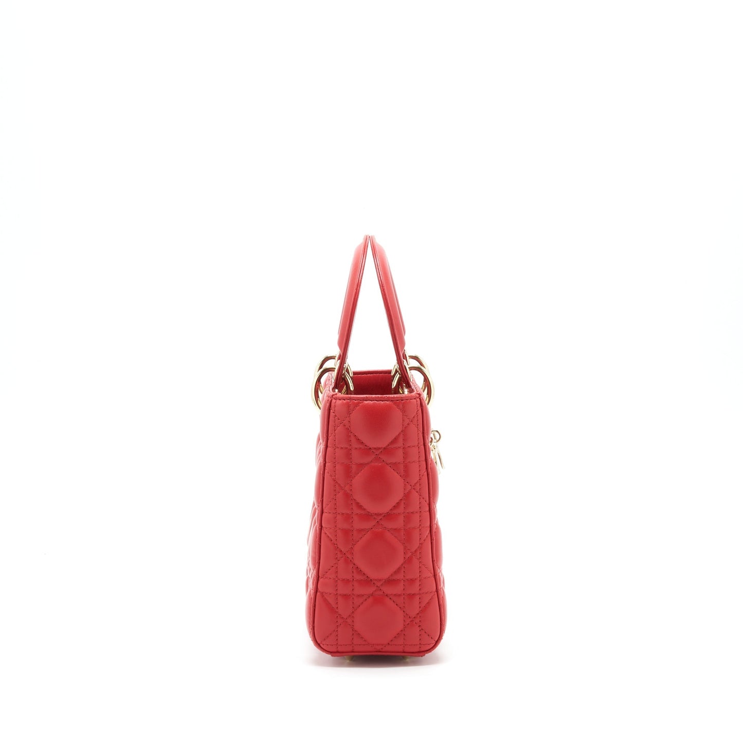 Dior Lady Purse Lambskin Handbag Red Small Travel Bag