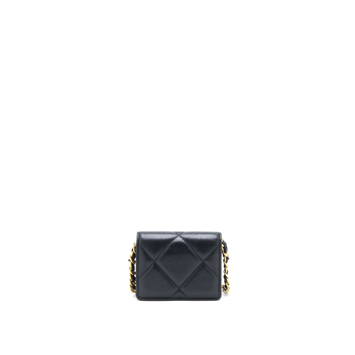 Chanel 19 Flap Card Holder Lambskin Hardware Multicolor Multicolour Black Wallet Case