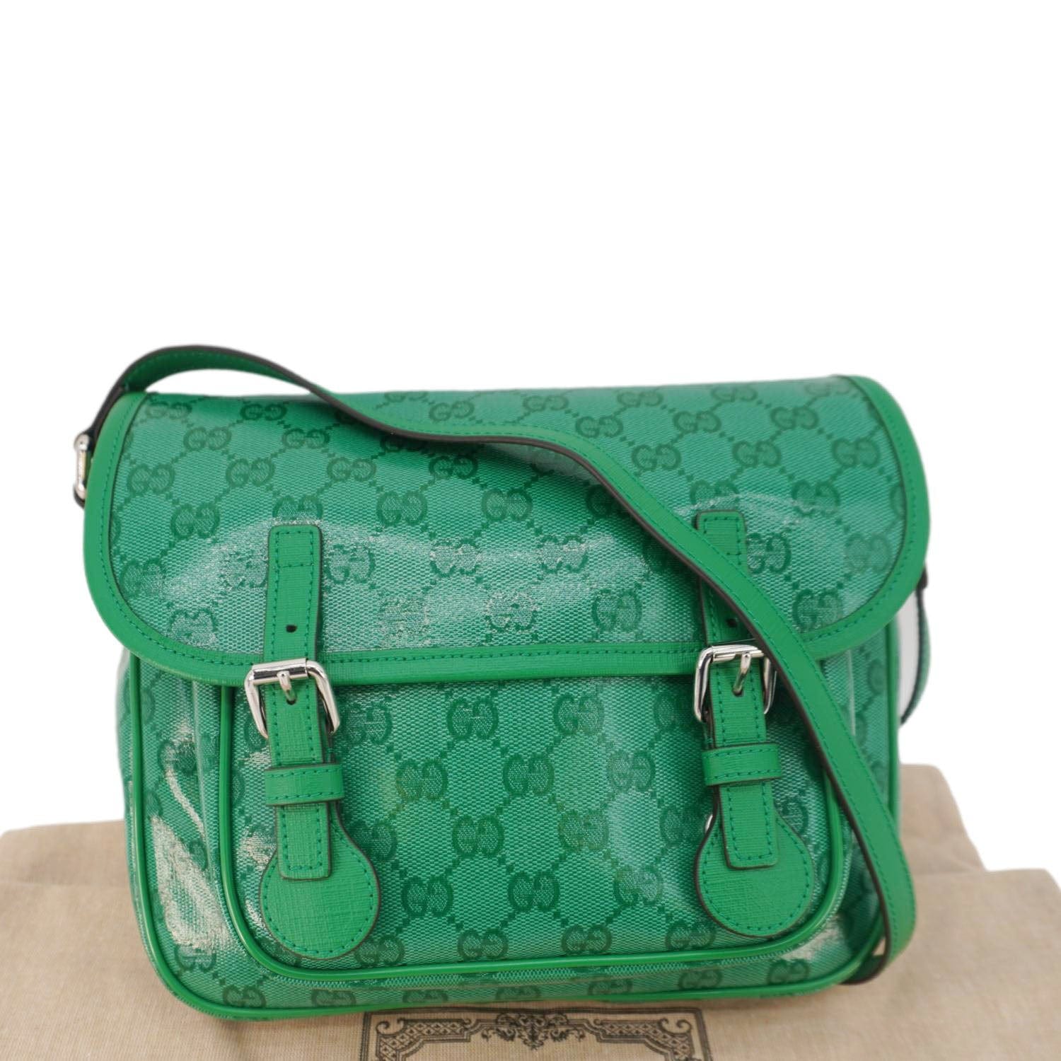 Gucci Kids Supreme Shoulder Bag Canvas Green