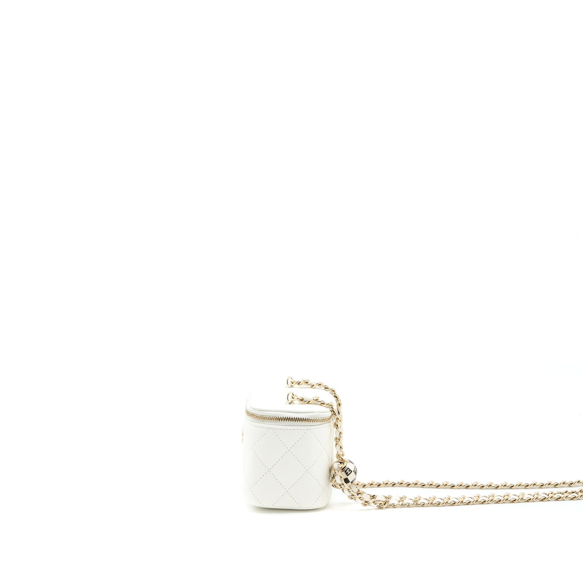 Chanel 23C Pearl Crush Vanity Lambskin LGHW White Mini Bag