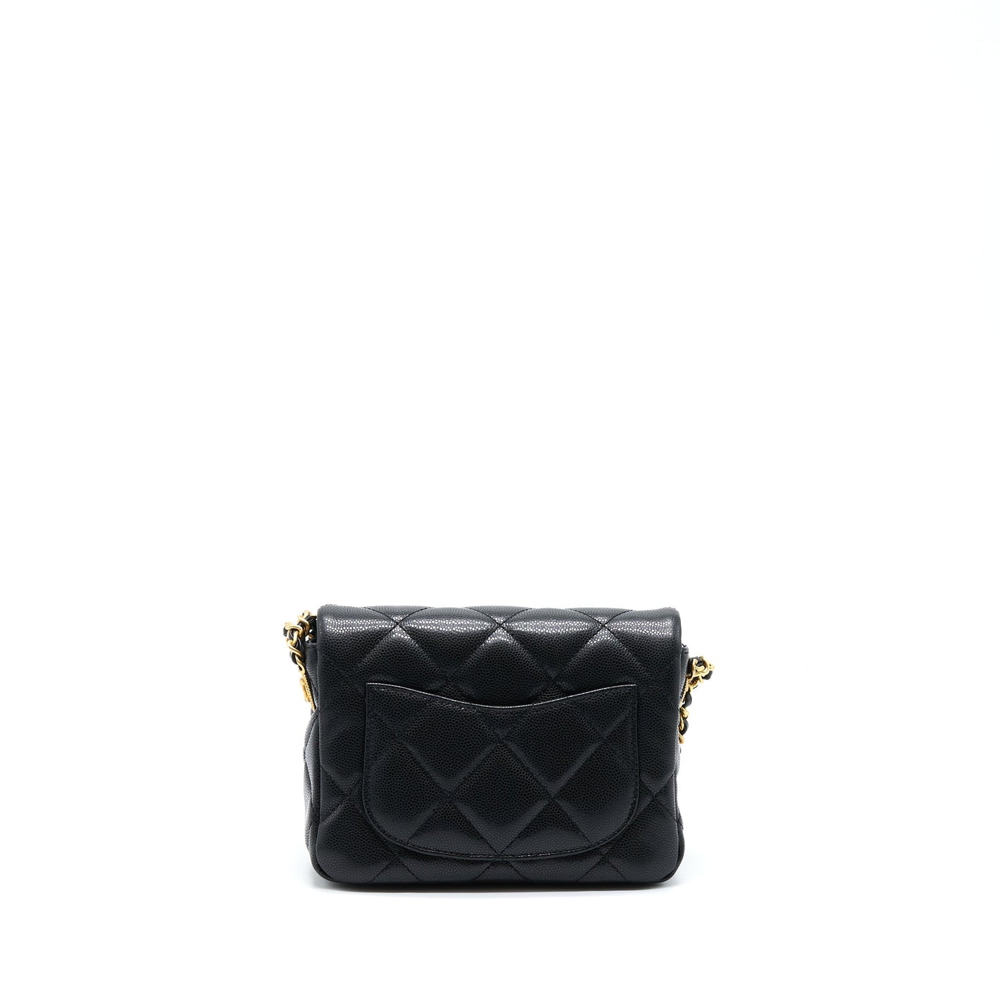 Chanel 22A Square Flap Caviar Brushed GHW Black Shoulder Bag