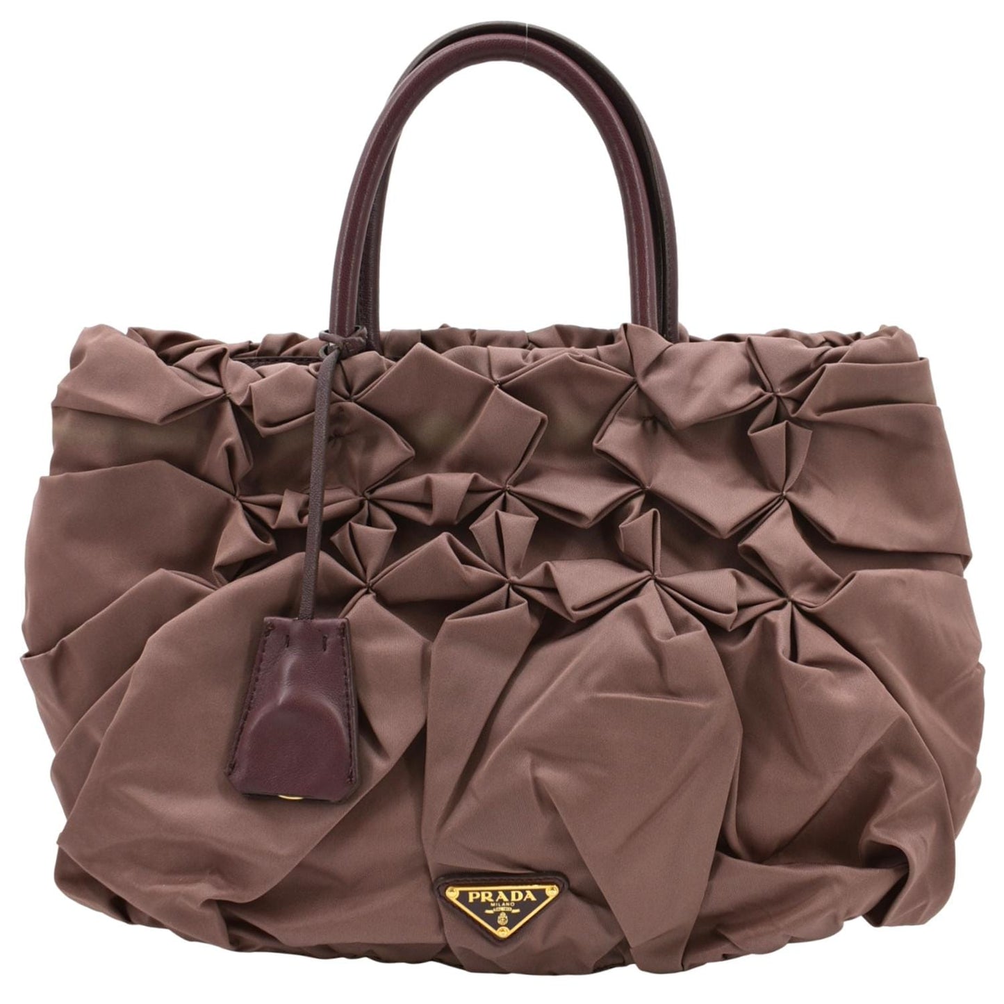 Prada Tessuto Origami Pleated Ruffled Tote Bag Antico Nylon