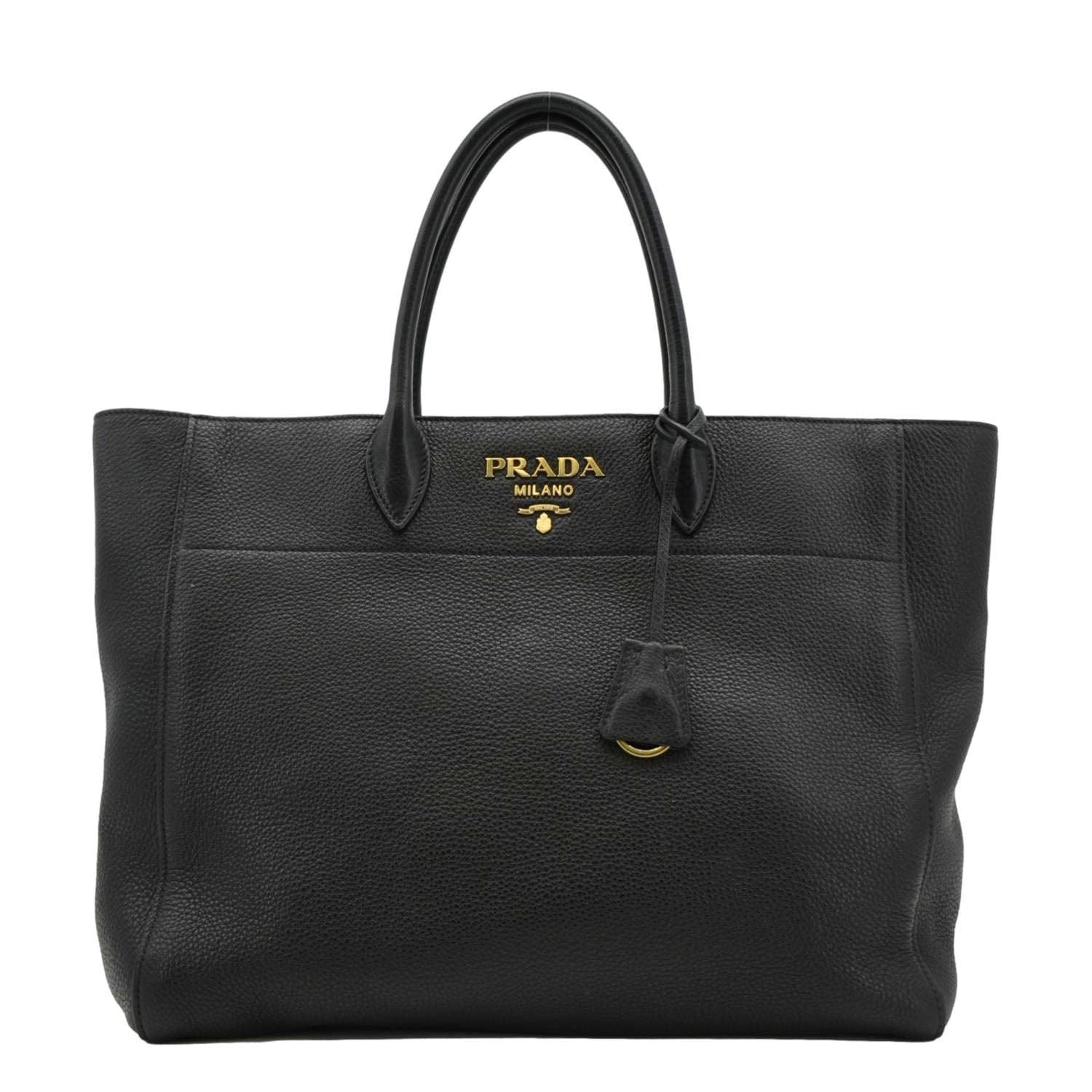Prada Daino Tote Bag Leather Vitello Black