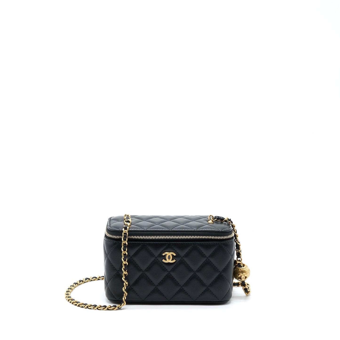 Chanel Pearl Crush Long Vanity Lambskin GHW Black Handbag