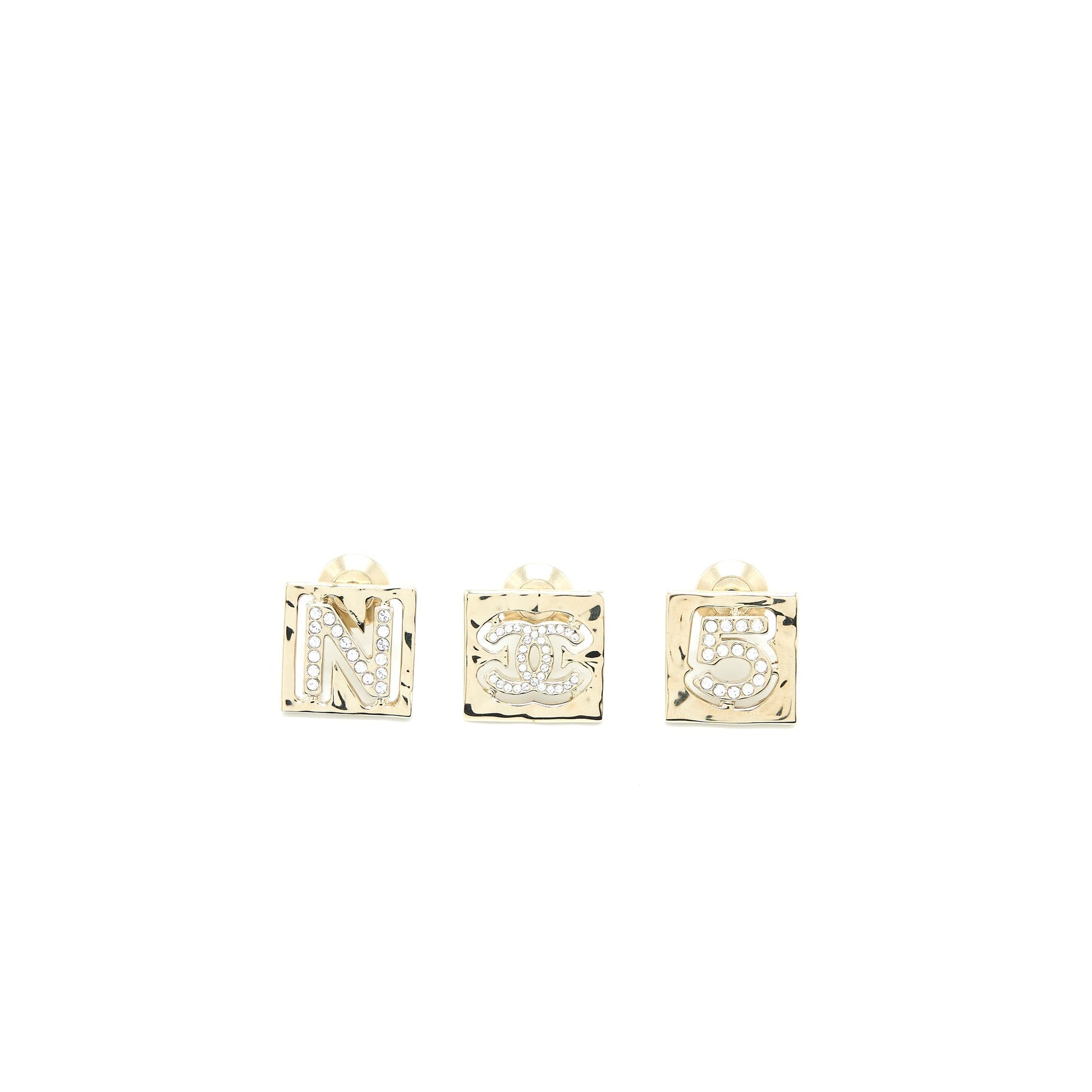 Chanel 3 Pin Square Brooch CC Logo Gold Handbag