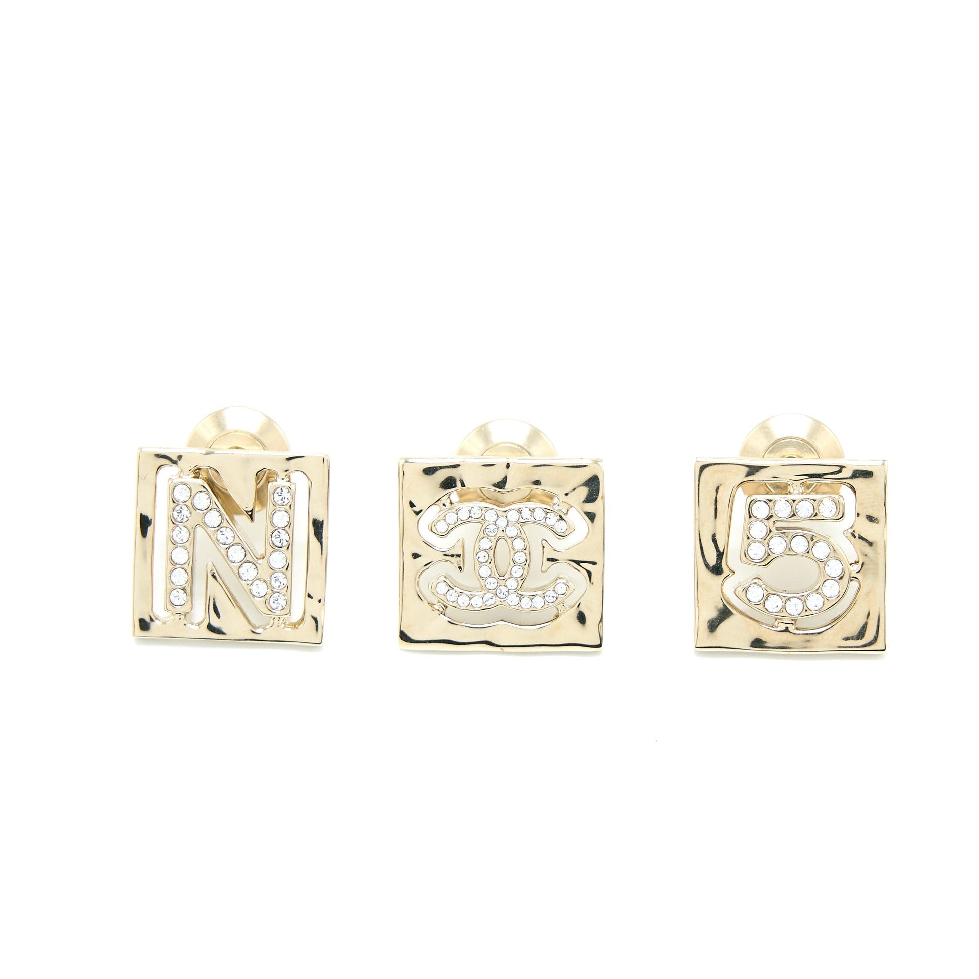 Chanel 3 Pin Square Brooch CC Logo Gold Handbag