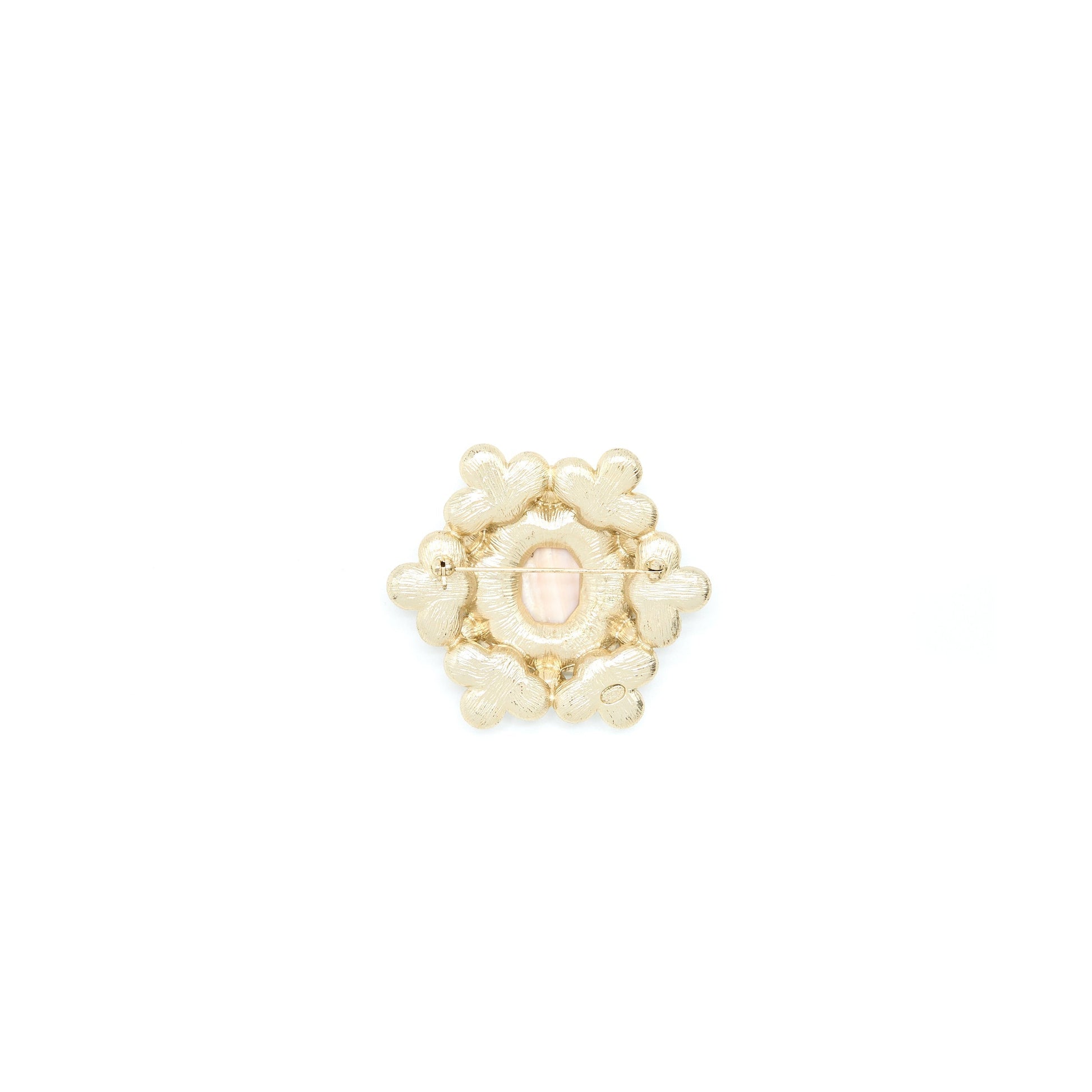 Chanel Camellia Pearl CC Logo Brooch Light Gold Handbag