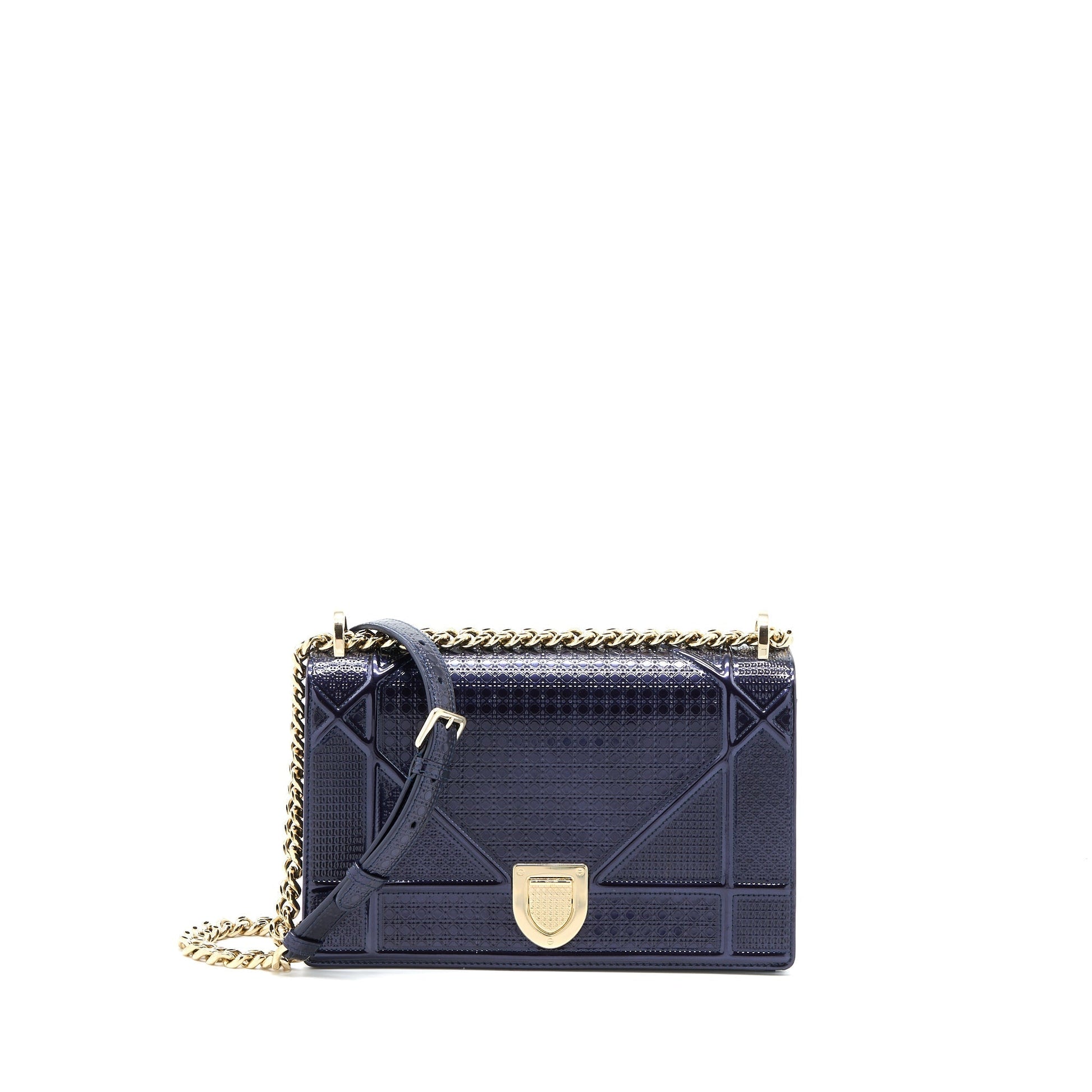 Dior ama Calfskin Metallic Navy Handbag Medium Travel Bag