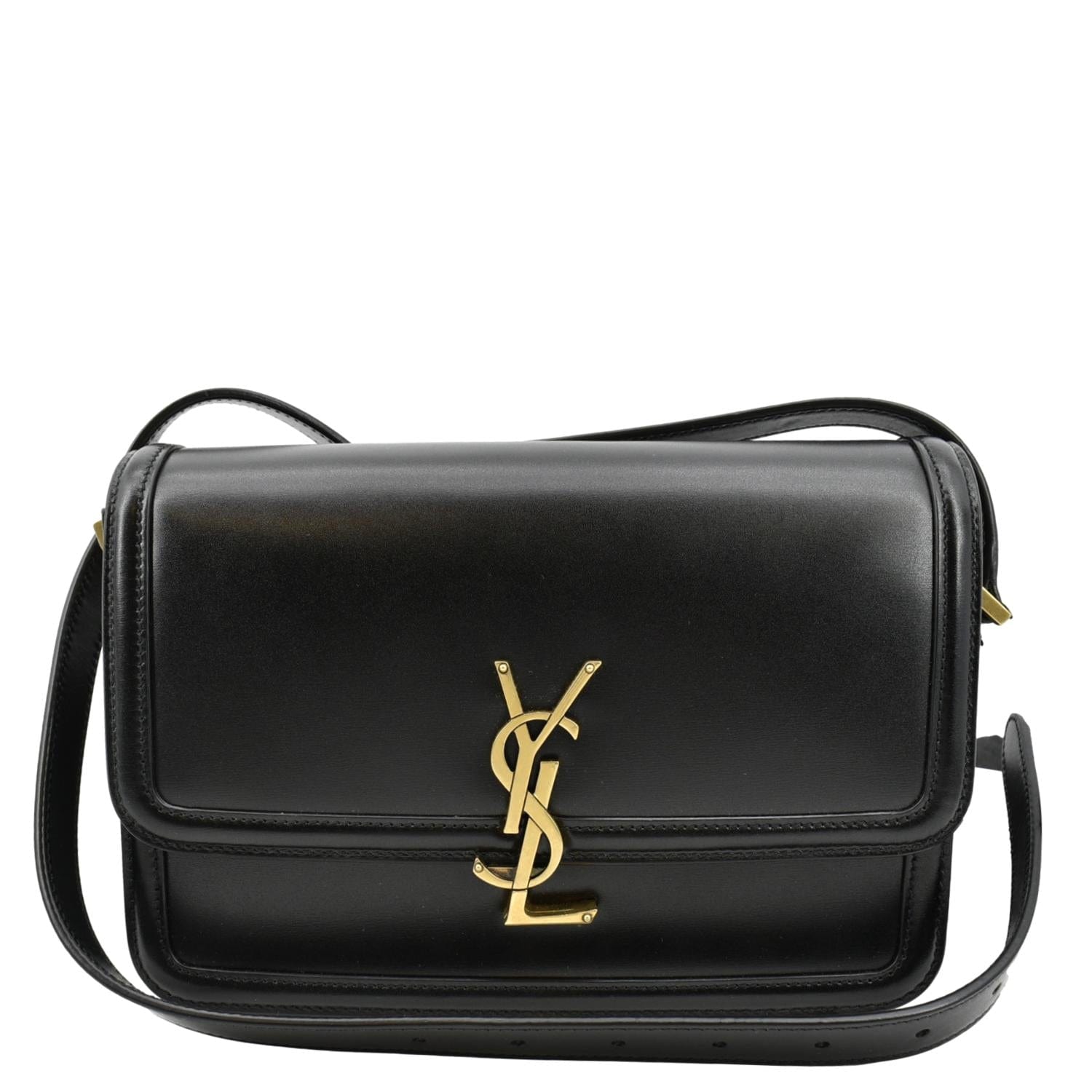 YSL Saint Laurent Yves Solferino Shoulder Bag Leather Black Medium Laurent Medium Solferino