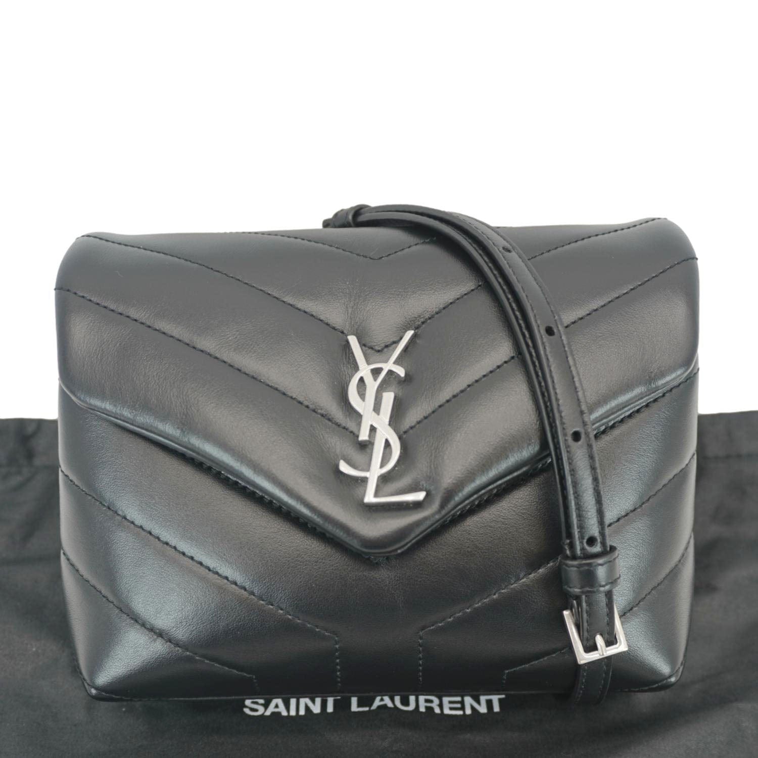 YSL Saint Laurent Yves Loulou Crossbody Bag Leather Matelasse Black