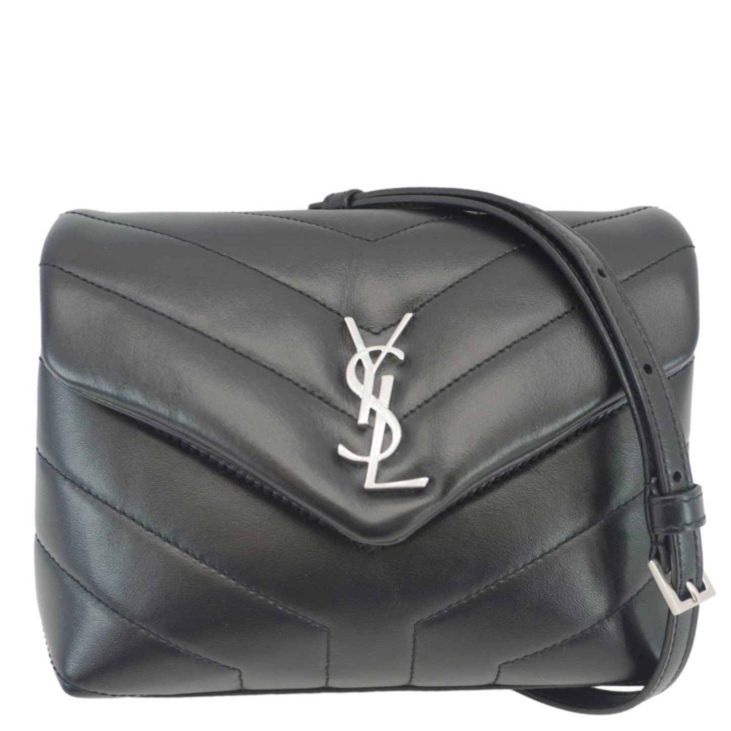 YSL Saint Laurent Yves Loulou Crossbody Bag Leather Matelasse Black