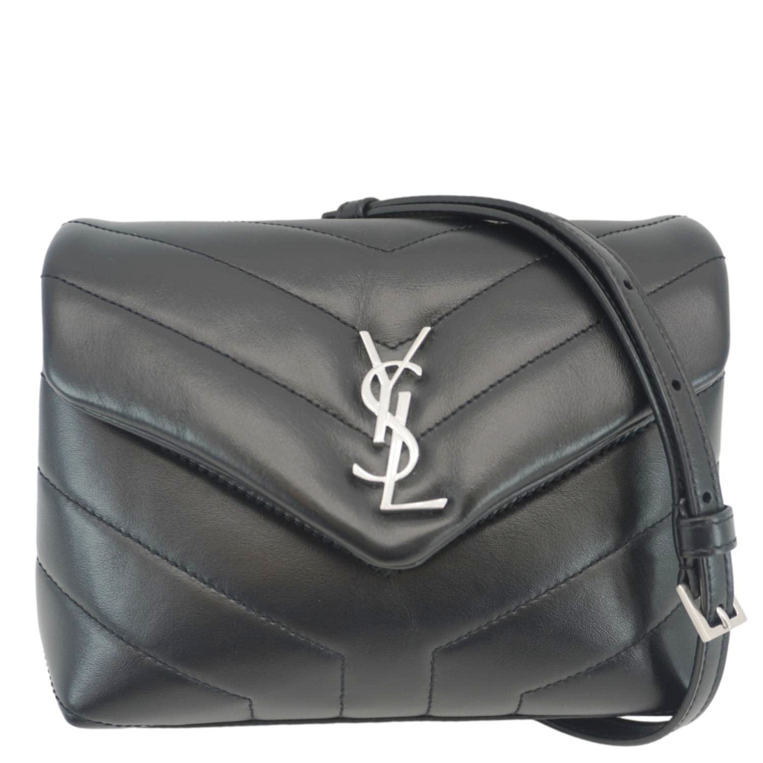 YSL Saint Laurent Yves Loulou Crossbody Bag Leather Matelasse Black