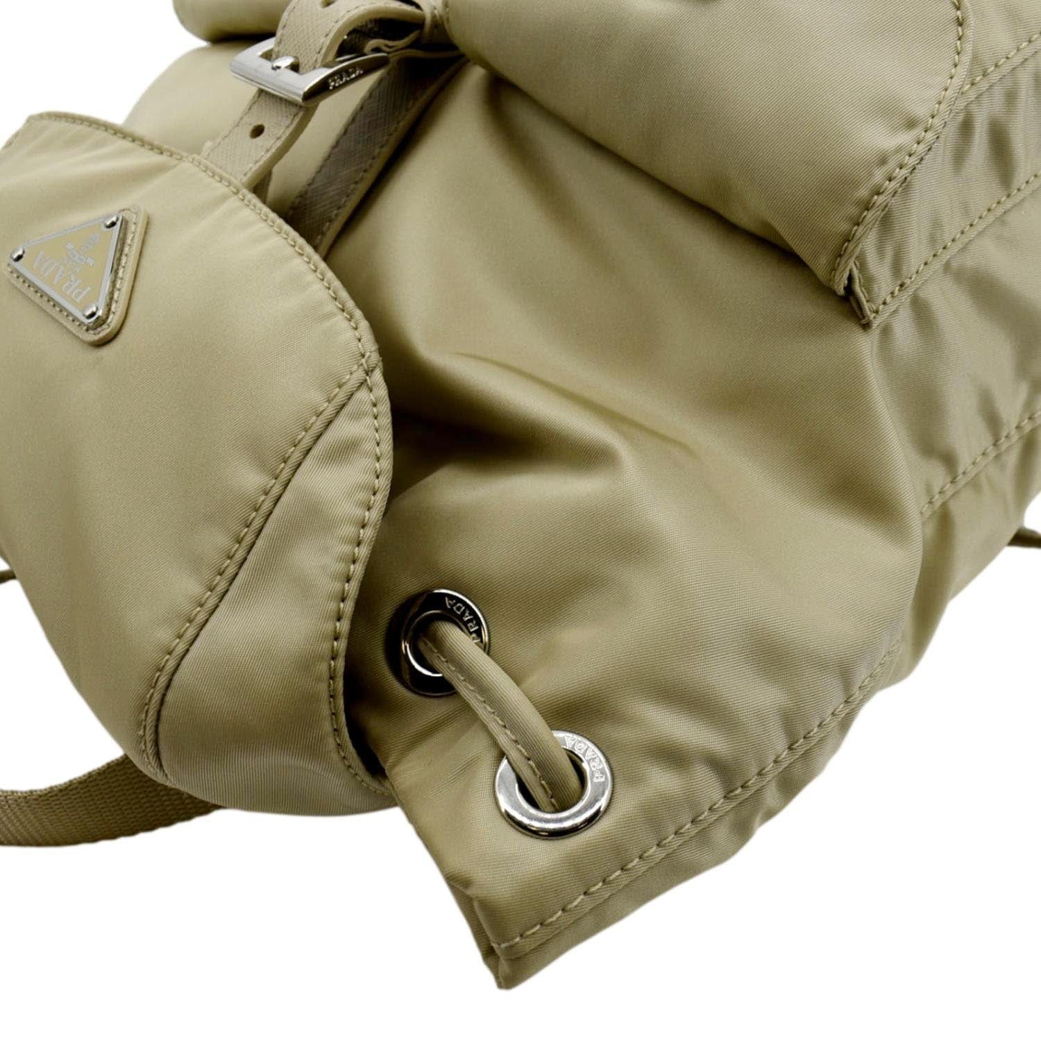 Prada Double Front Pocket Re Backpack Bag Nylon Beige