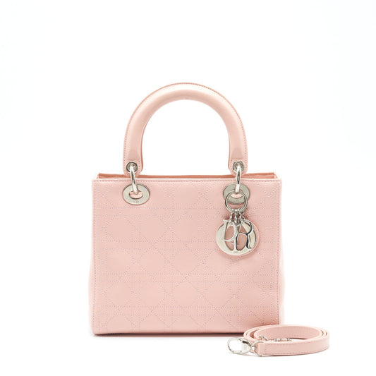 Dior Lady Calfskin Light Handbag Pink Medium Travel Bag
