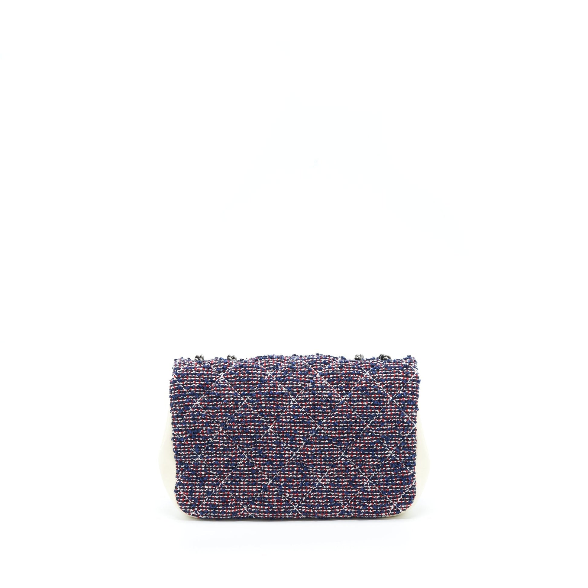Chanel Seasonal Flap Tweed Ruthenium Hardware Multicolour Blue Shoulder Bag