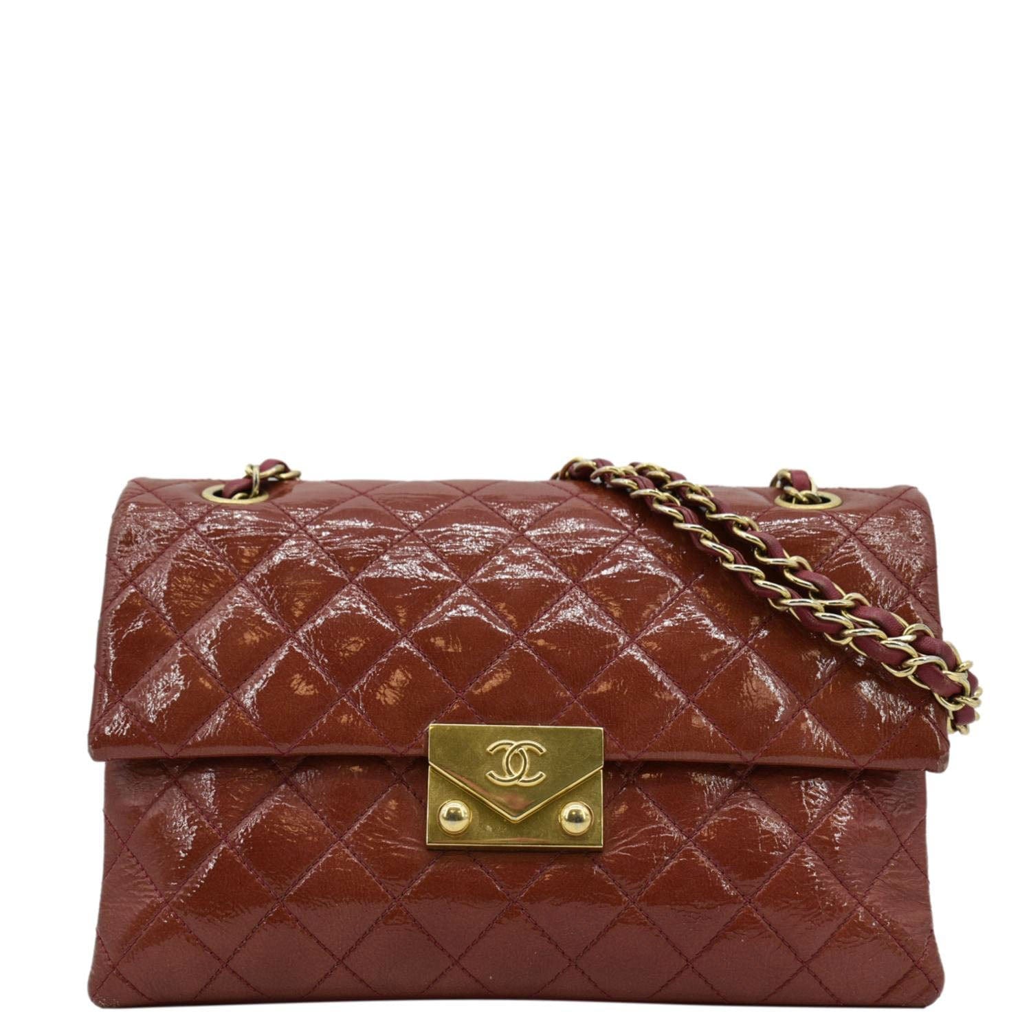 Chanel 3 Pocket Accordion Flap Patent Leather Red Travel Bag