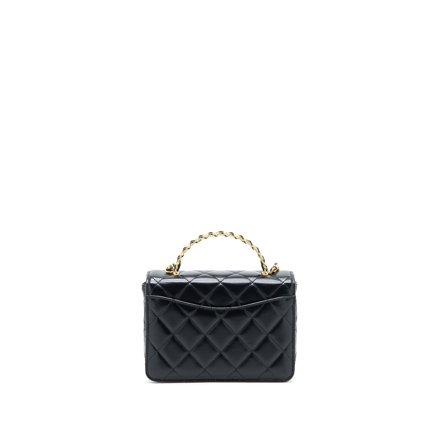 Chanel 23p Flap Top Handle Shiny Calfskin Black Shoulder Bag