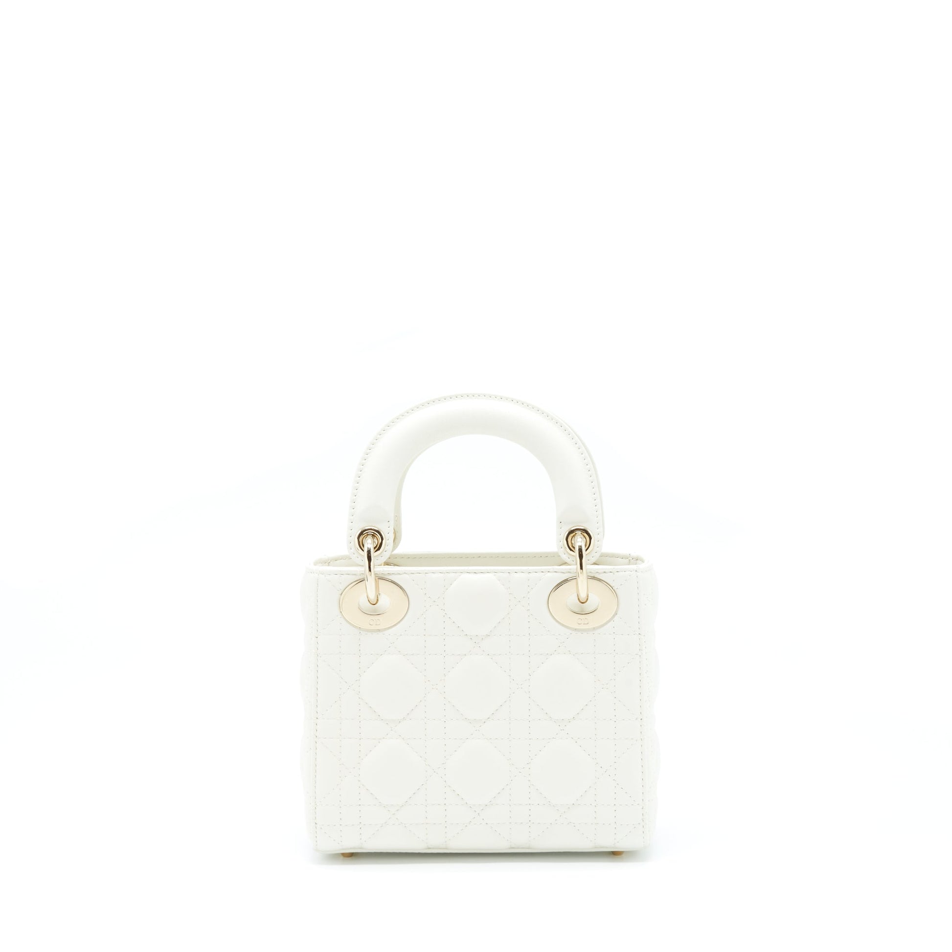 Dior Lady Tote Purse Lambskin Handbag White Mini Tote Bag