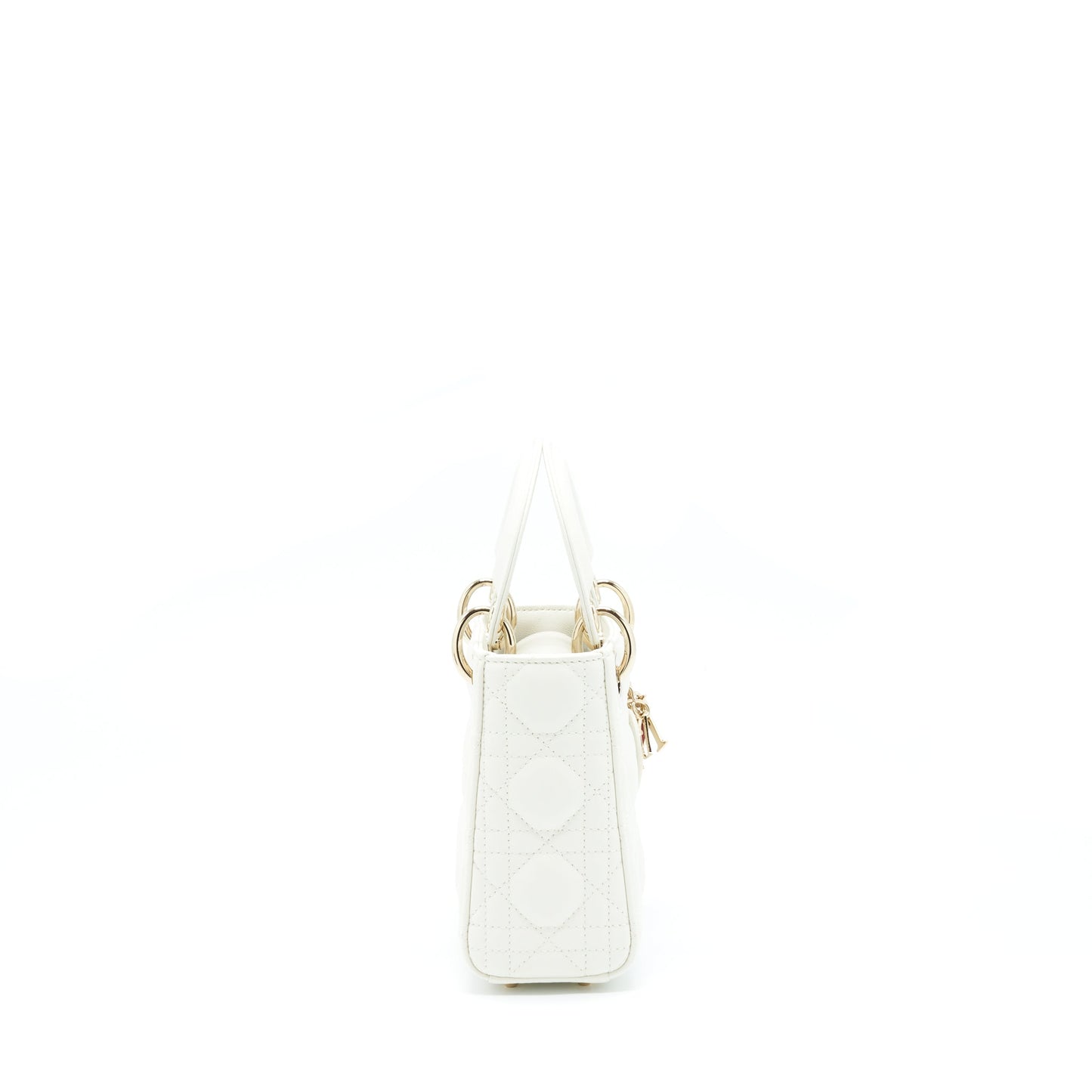 Dior Lady Tote Purse Lambskin Handbag White Mini Tote Bag