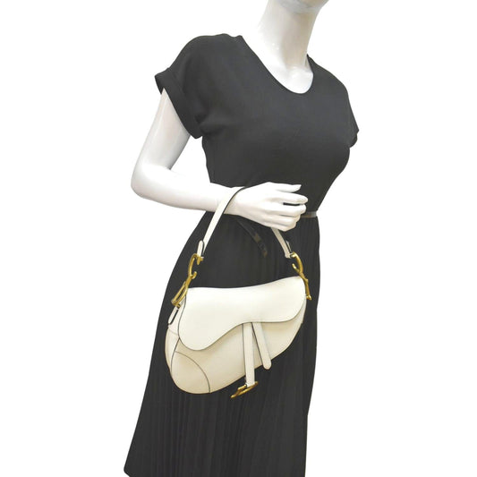 Dior Saddle Grained Calfskin Shoulder Bag Ivory Leather Saddle Bag 5
