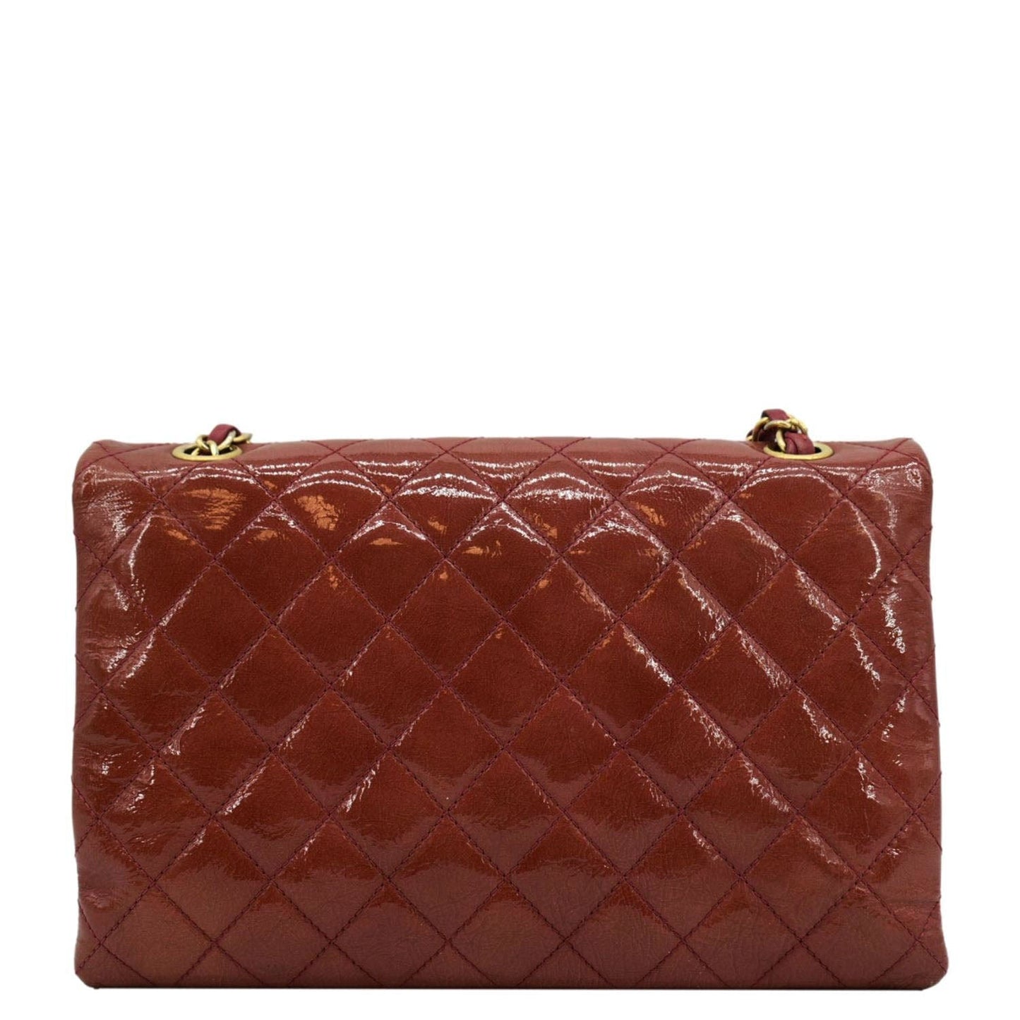 Chanel 3 Pocket Accordion Flap Patent Leather Red Travel Bag